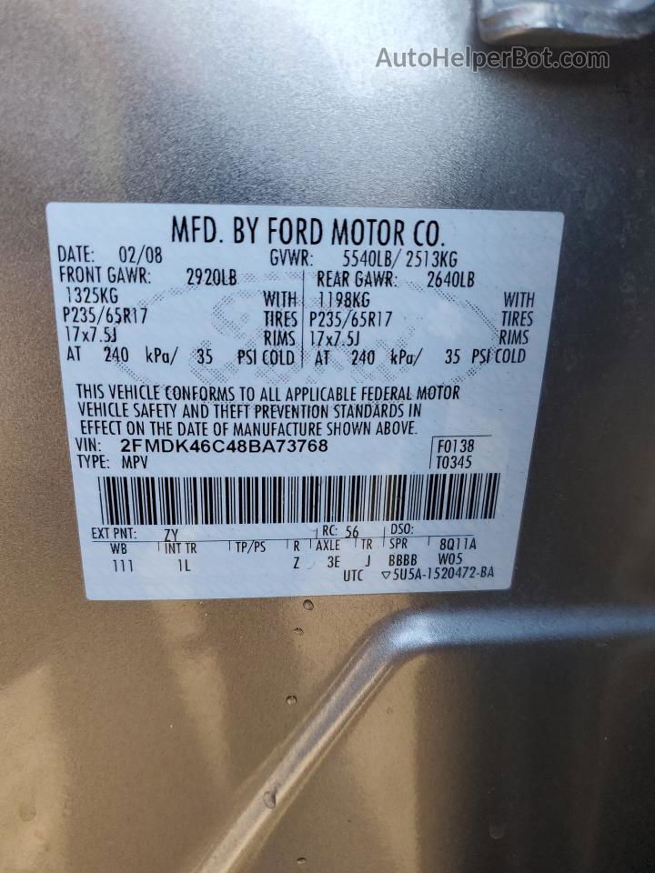 2008 Ford Edge Se Gray vin: 2FMDK46C48BA73768