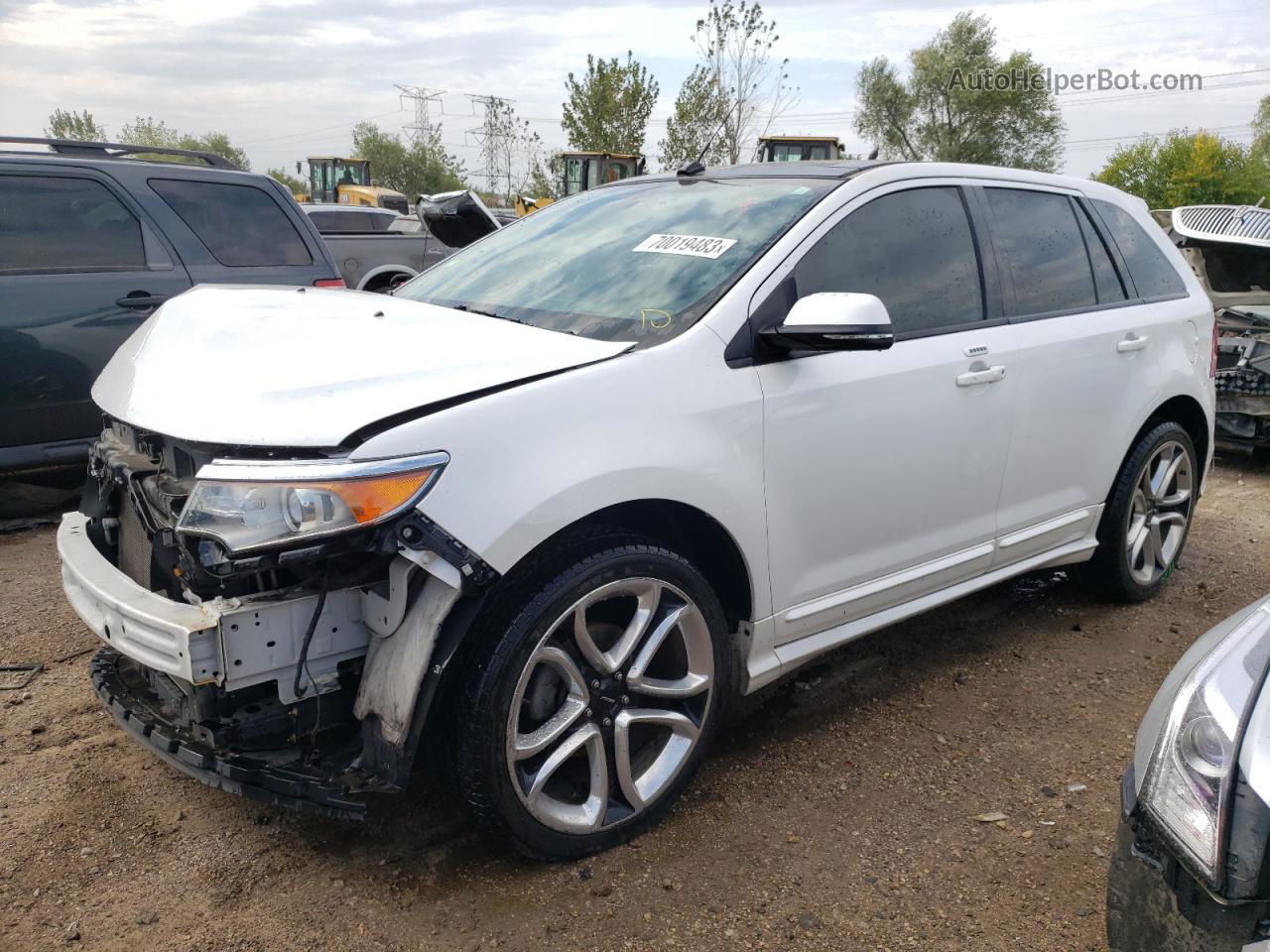 2014 Ford Edge Sport White vin: 2FMDK4AK0EBA57528