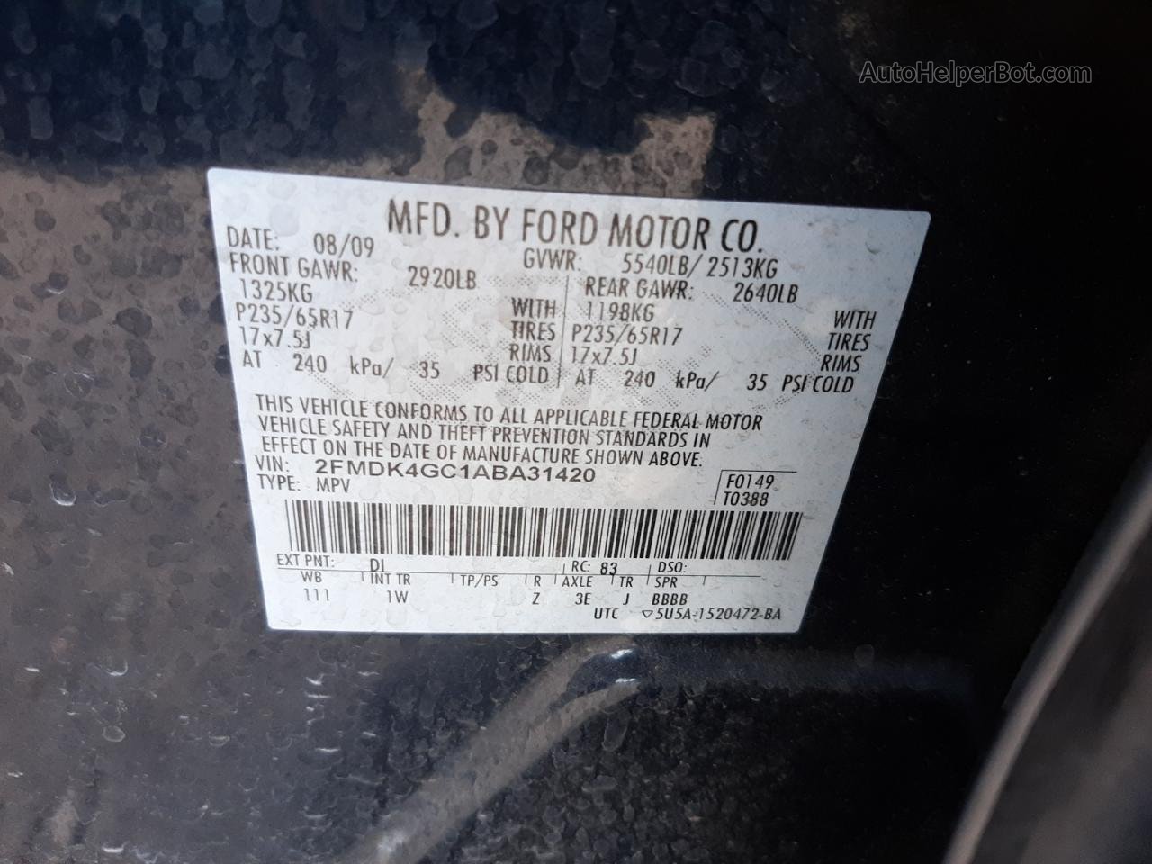 2010 Ford Edge Se Black vin: 2FMDK4GC1ABA31420