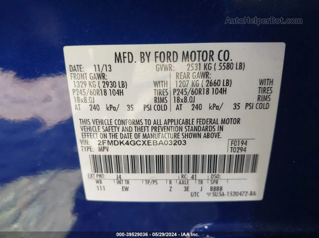 2014 Ford Edge Se Blue vin: 2FMDK4GCXEBA03203