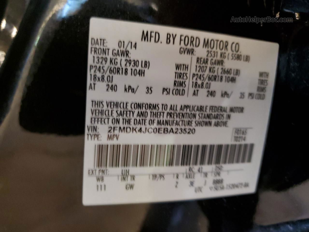 2014 Ford Edge Sel Blue vin: 2FMDK4JC0EBA23520