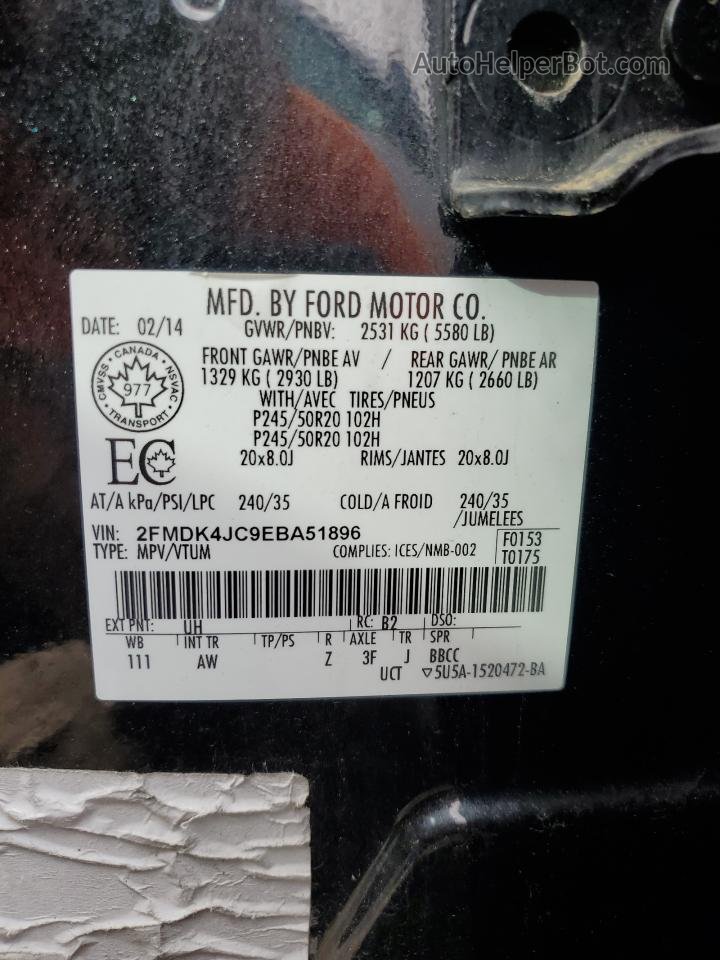 2014 Ford Edge Sel Black vin: 2FMDK4JC9EBA51896