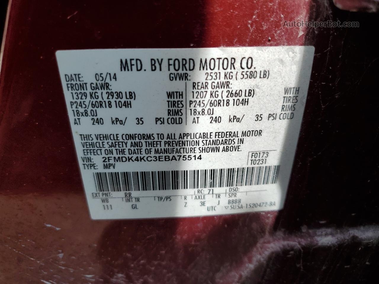 2014 Ford Edge Limited Red vin: 2FMDK4KC3EBA75514