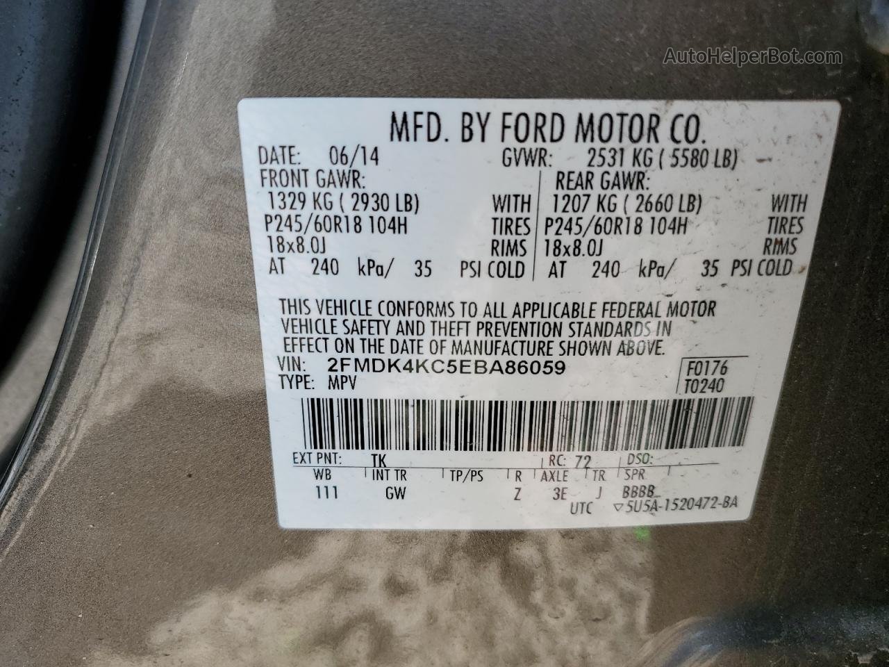 2014 Ford Edge Limited Silver vin: 2FMDK4KC5EBA86059