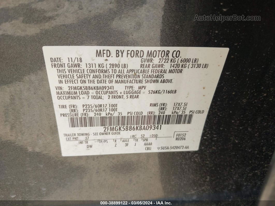 2019 Ford Flex Se Gray vin: 2FMGK5B86KBA09341