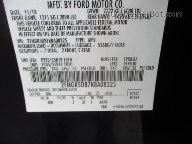 2019 Ford Flex Limited Black vin: 2FMGK5D87KBA08325