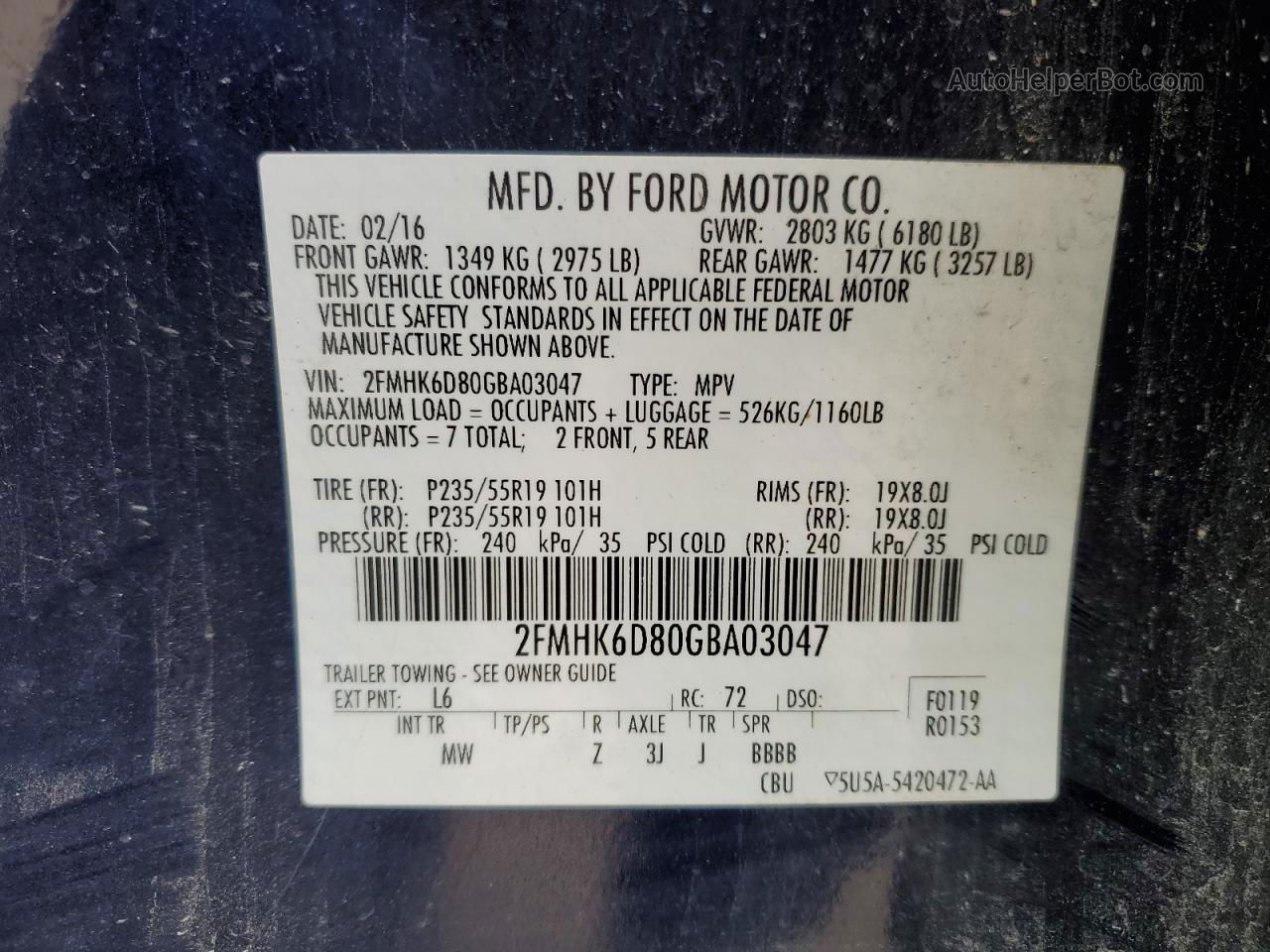 2016 Ford Flex Limited Blue vin: 2FMHK6D80GBA03047