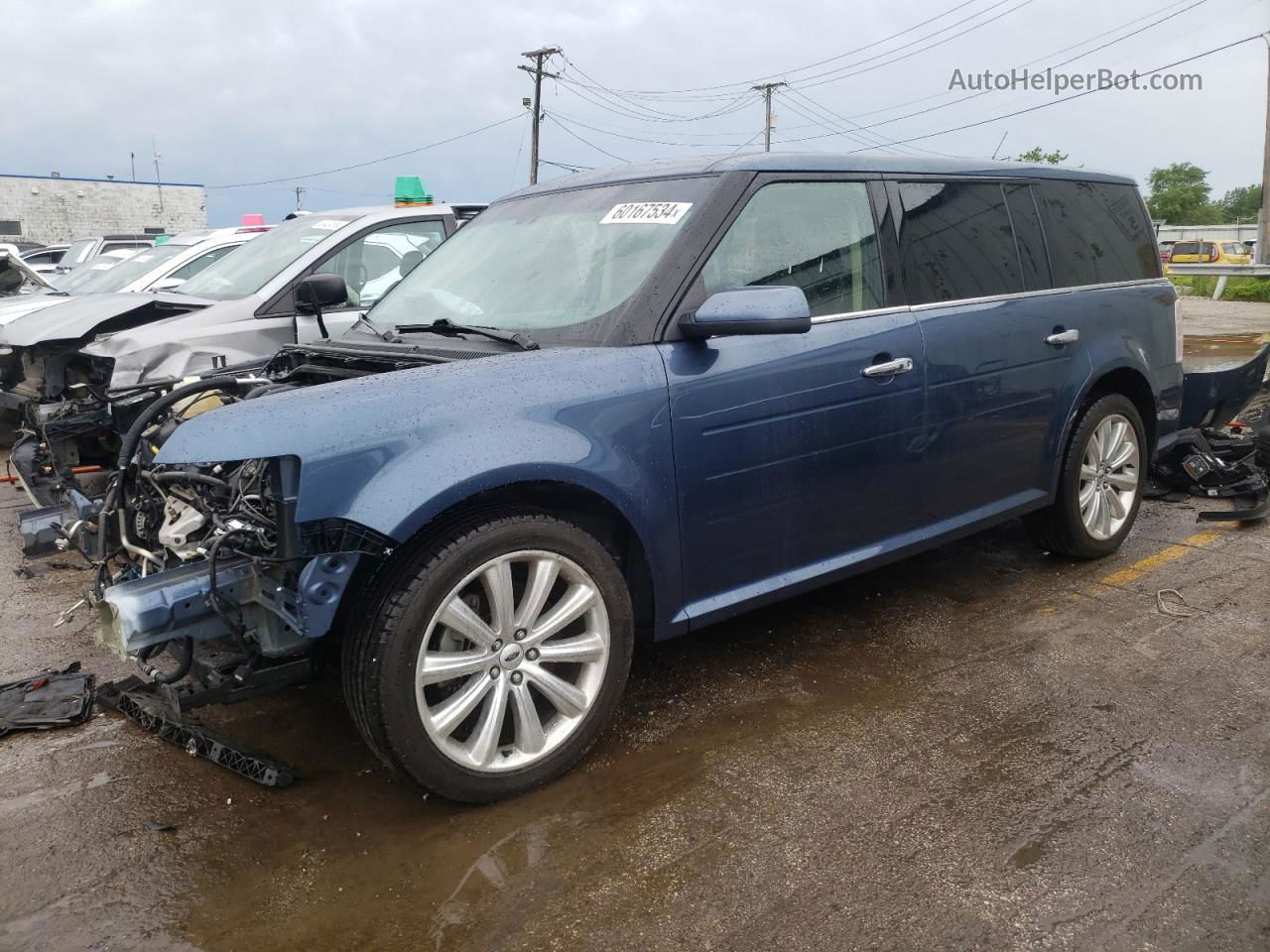 2019 Ford Flex Limited Синий vin: 2FMHK6D80KBA26370