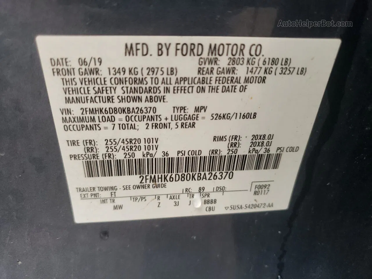 2019 Ford Flex Limited Синий vin: 2FMHK6D80KBA26370