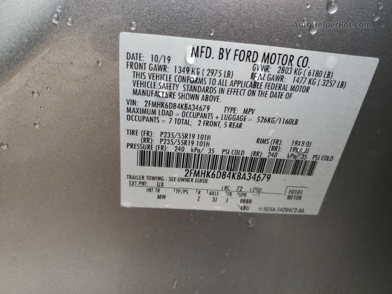 2019 Ford Flex Limited Silver vin: 2FMHK6D84KBA34679