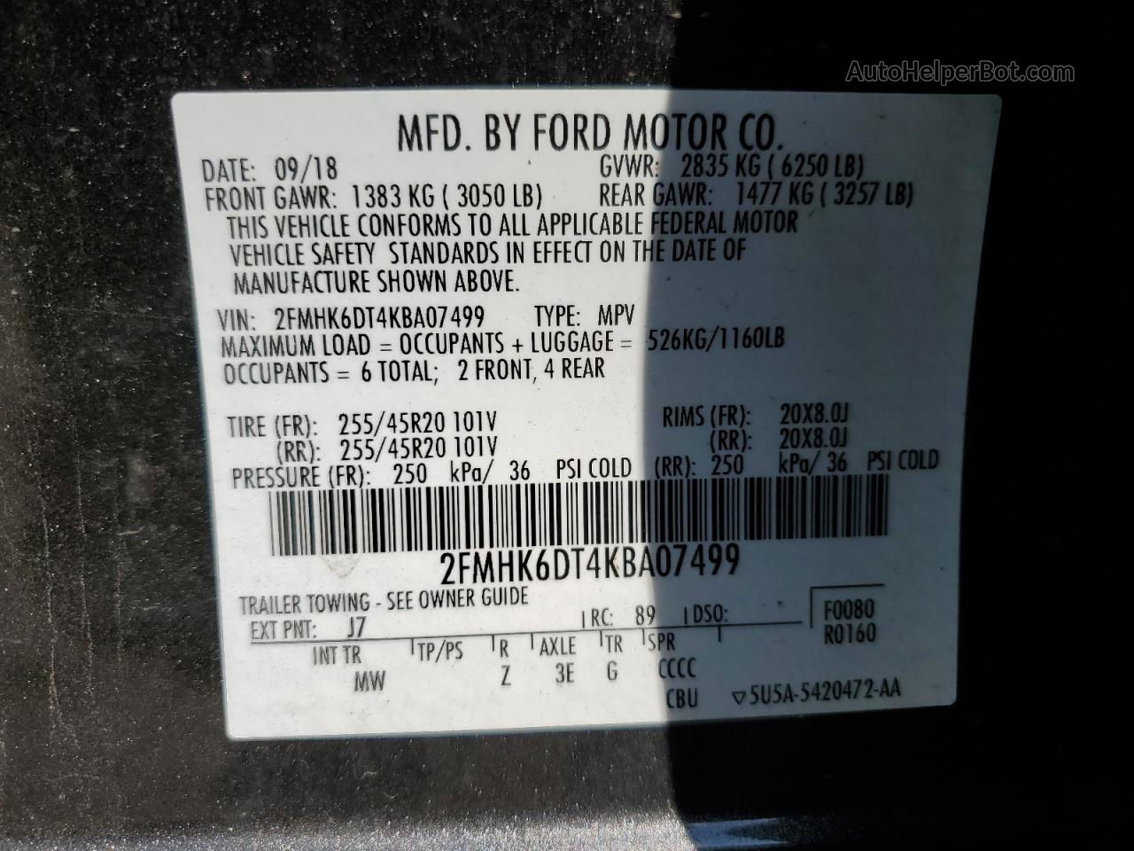 2019 Ford Flex Limited Gray vin: 2FMHK6DT4KBA07499