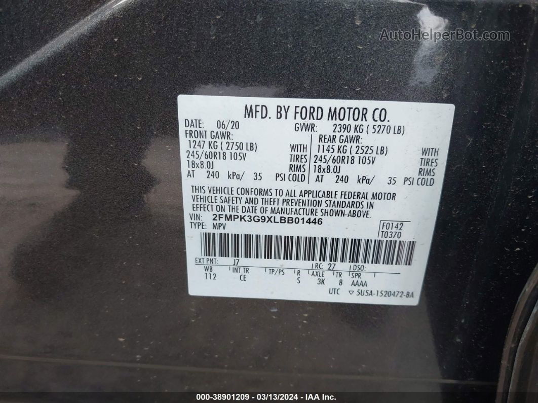 2020 Ford Edge Se Black vin: 2FMPK3G9XLBB01446
