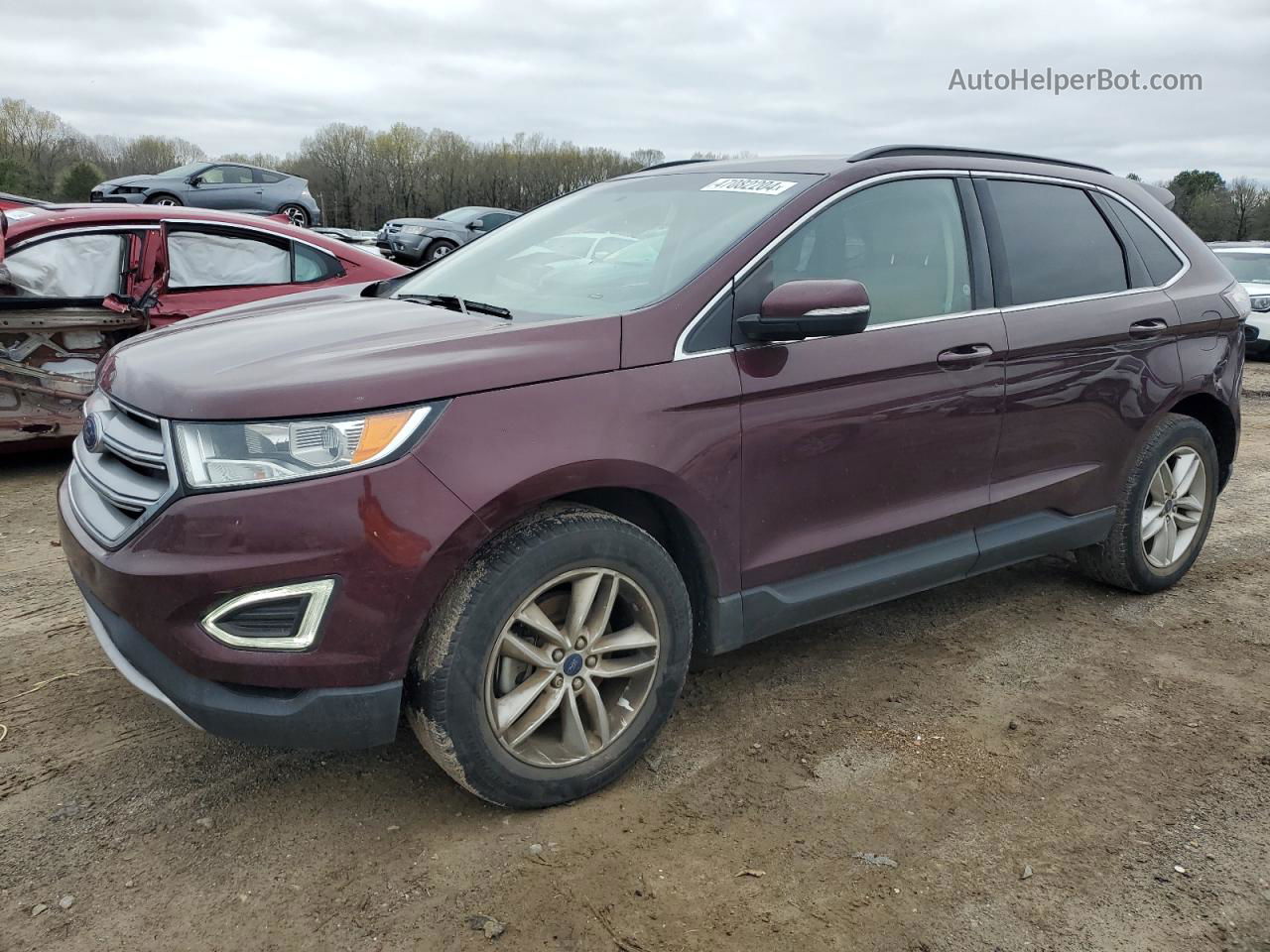 2017 Ford Edge Sel Burgundy vin: 2FMPK3J90HBB86877