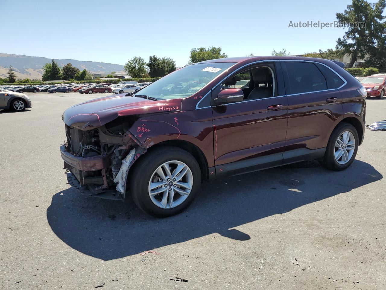 2017 Ford Edge Sel Burgundy vin: 2FMPK3J95HBC32073