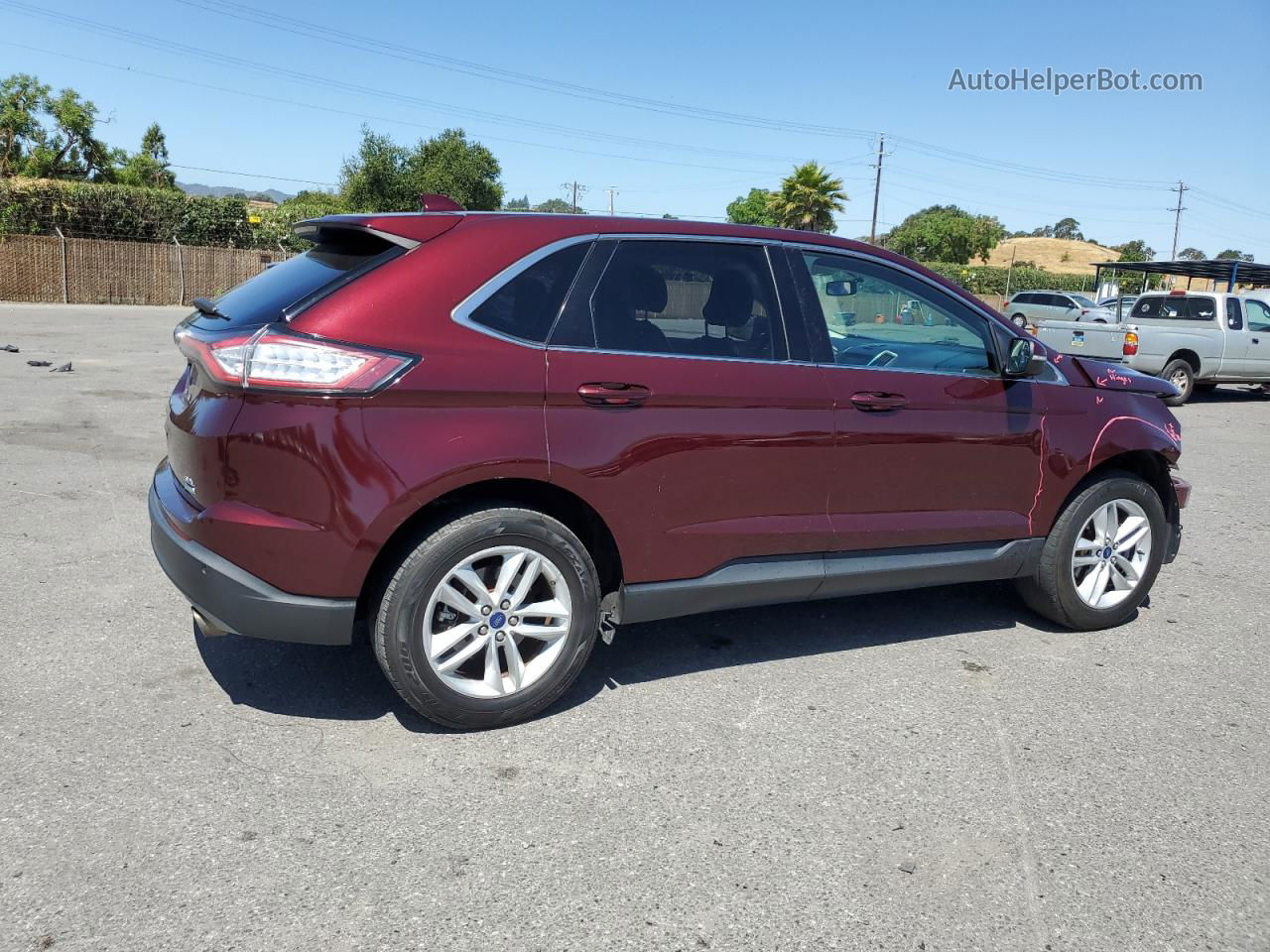 2017 Ford Edge Sel Burgundy vin: 2FMPK3J95HBC32073