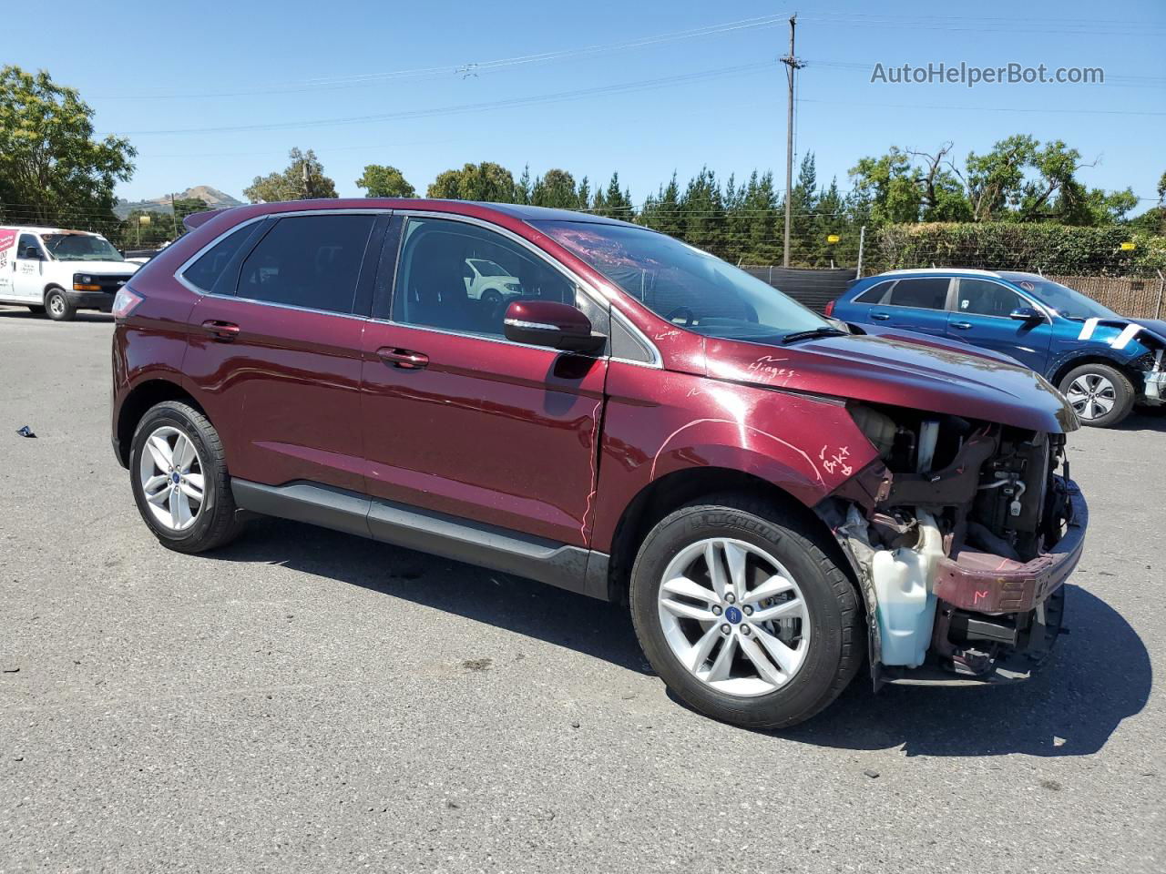 2017 Ford Edge Sel Burgundy vin: 2FMPK3J95HBC32073