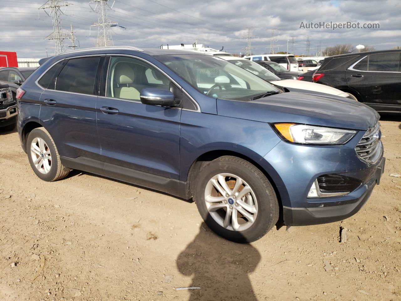 2019 Ford Edge Sel Синий vin: 2FMPK3J96KBC40318