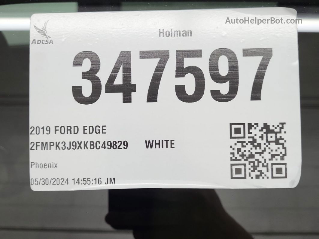 2019 Ford Edge Sel vin: 2FMPK3J9XKBC49829