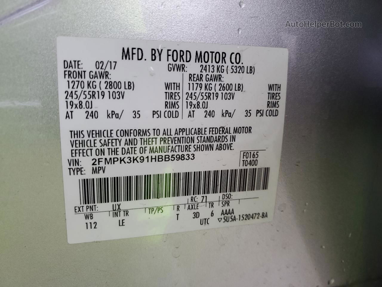 2017 Ford Edge Titanium Silver vin: 2FMPK3K91HBB59833