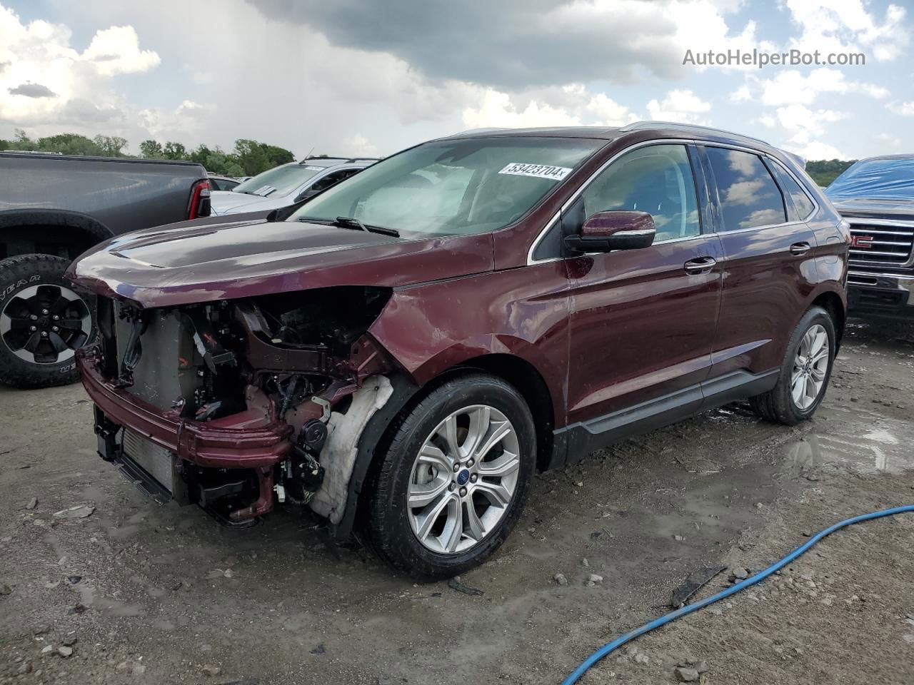 2019 Ford Edge Titanium Темно-бордовый vin: 2FMPK3K91KBB00899