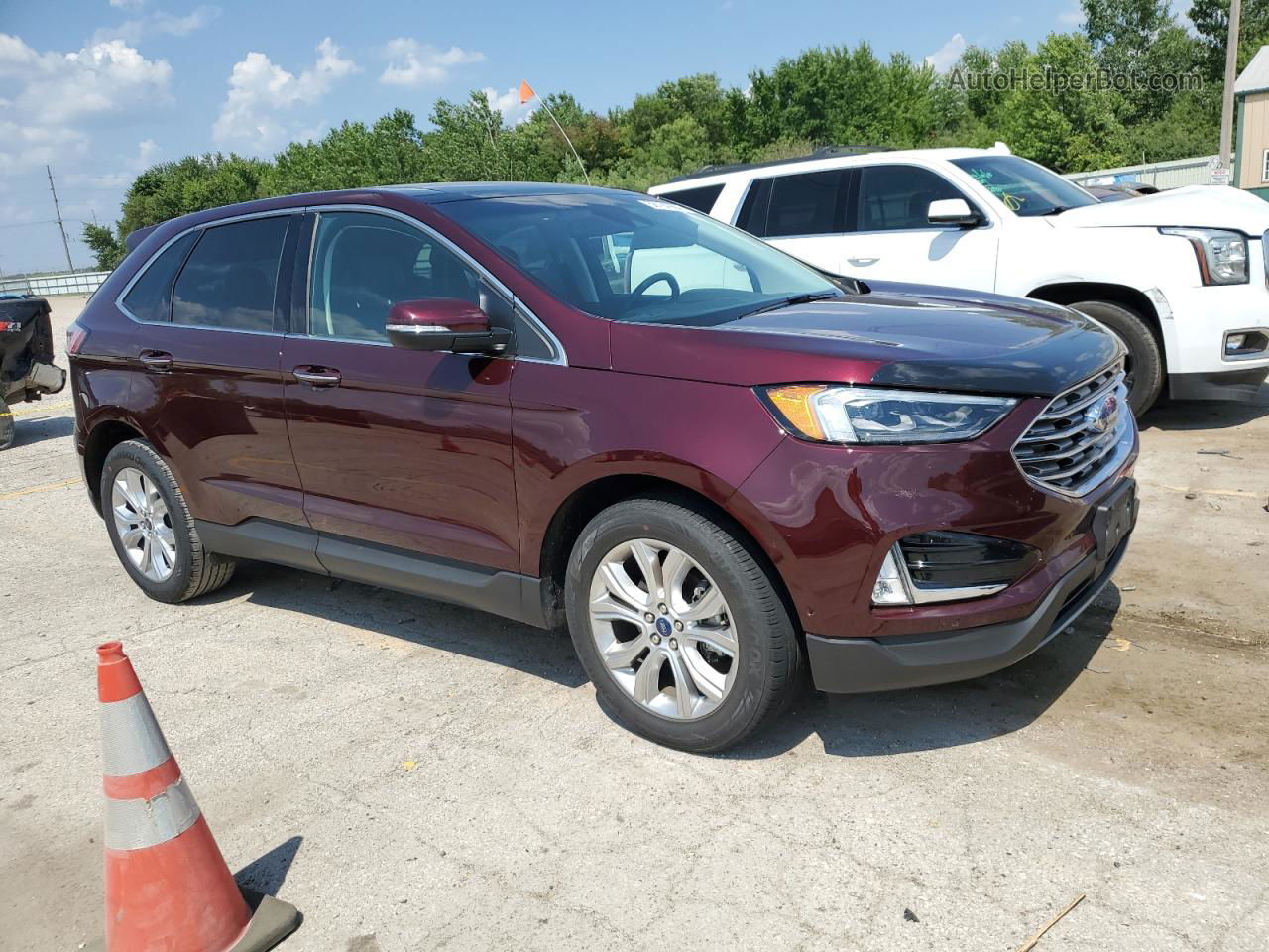 2020 Ford Edge Titanium Maroon vin: 2FMPK3K91LBA89596