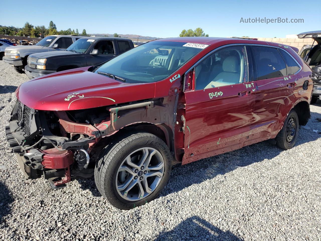 2017 Ford Edge Titanium Red vin: 2FMPK3K92HBB91027