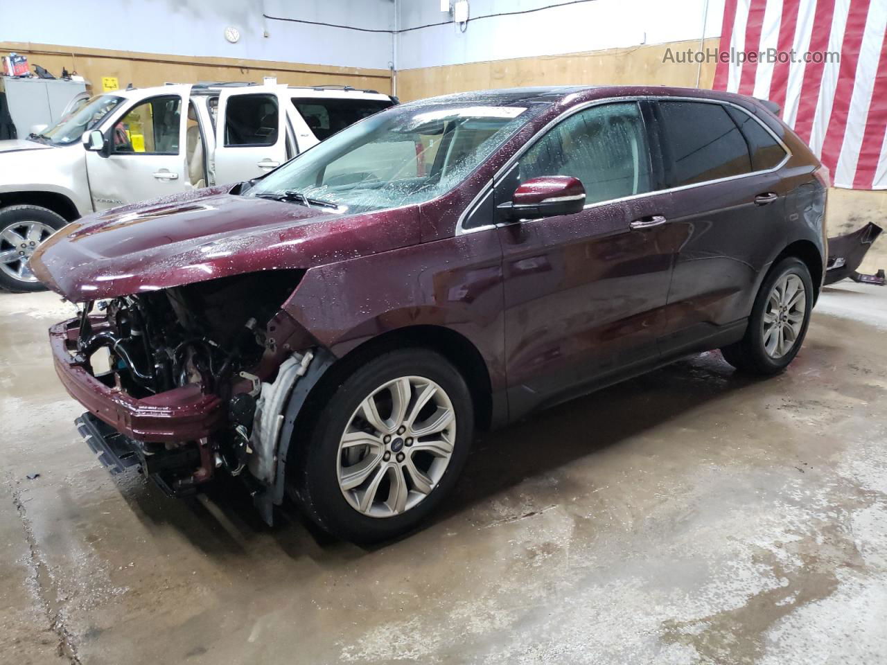 2019 Ford Edge Titanium Burgundy vin: 2FMPK3K92KBB31899