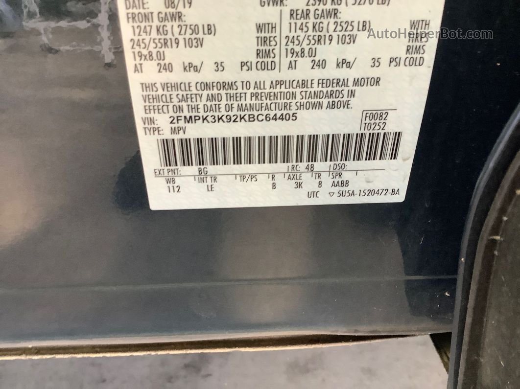 2019 Ford Edge Titanium Неизвестно vin: 2FMPK3K92KBC64405