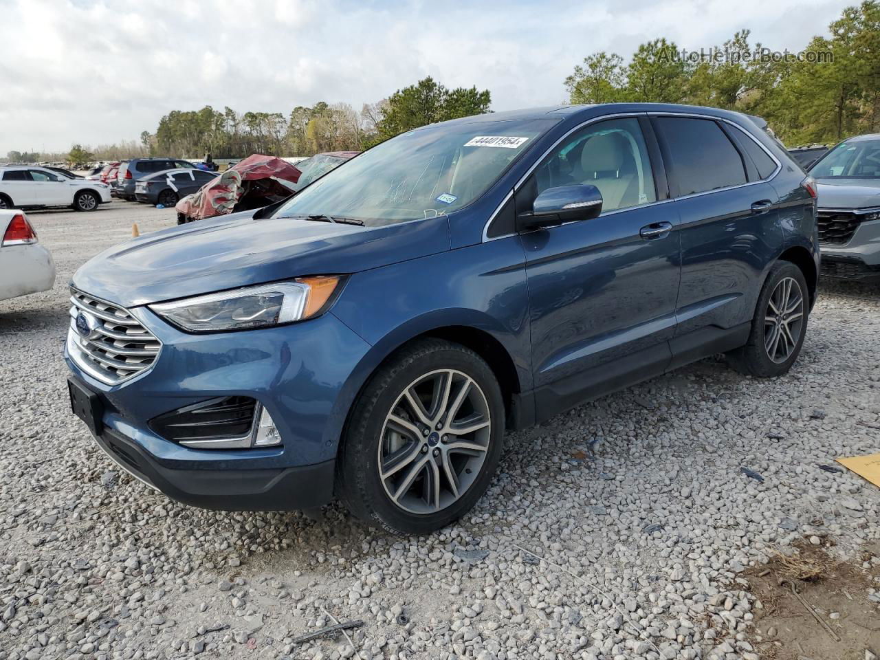 2019 Ford Edge Titanium Синий vin: 2FMPK3K93KBB09457