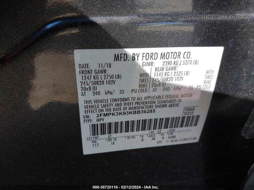 2019 Ford Edge Titanium Желто-коричневый vin: 2FMPK3K93KBB36285