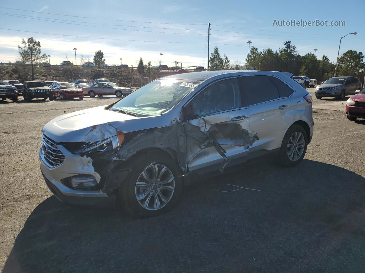 2019 Ford Edge Titanium Серебряный vin: 2FMPK3K93KBB81078