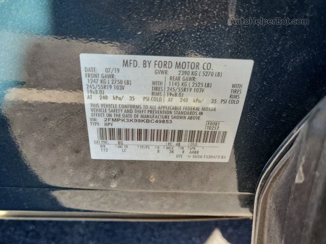 2019 Ford Edge Titanium vin: 2FMPK3K99KBC49853