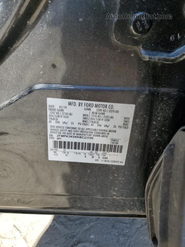2019 Ford Edge Titanium Gray vin: 2FMPK3K9XKBC23598