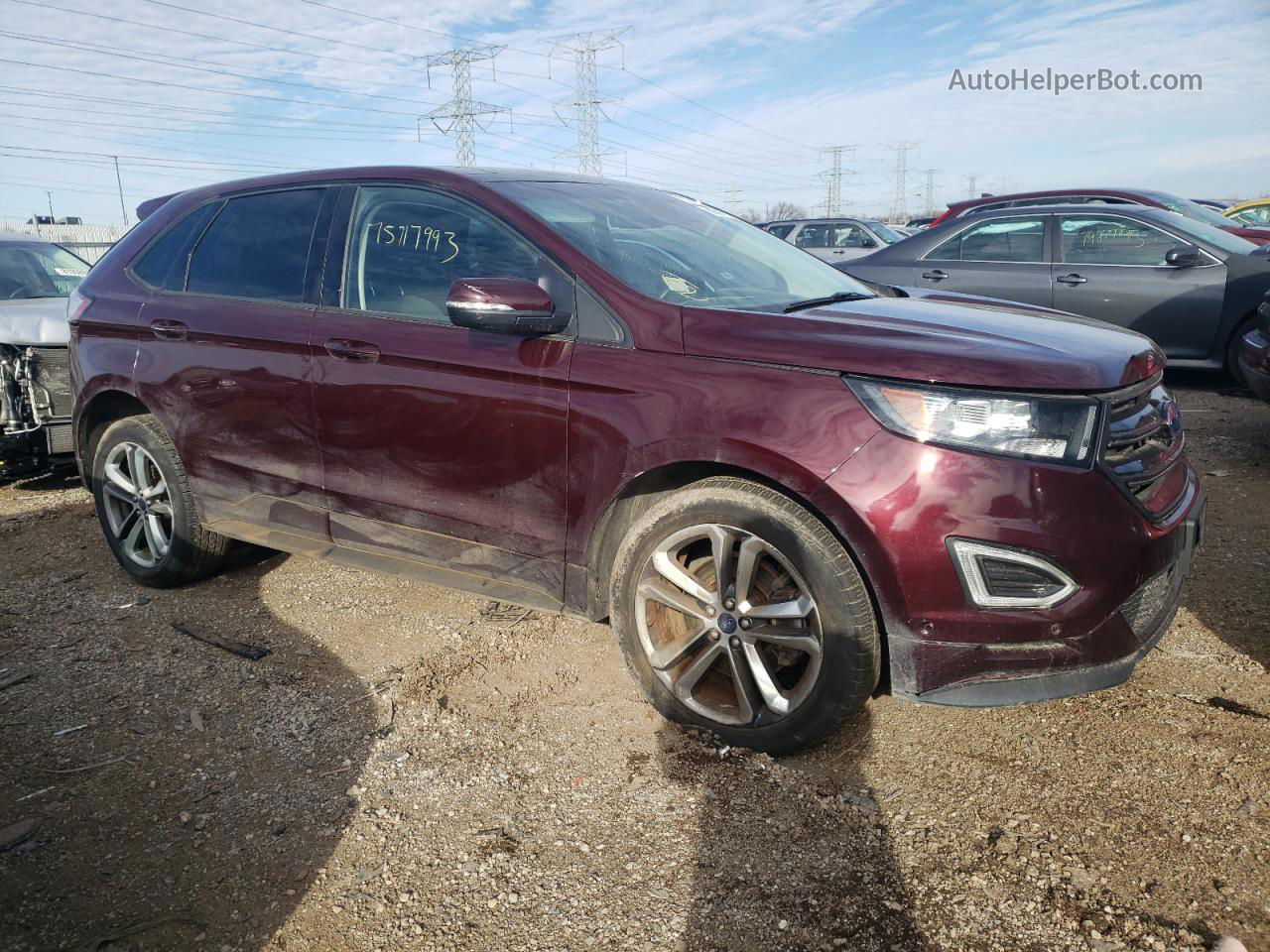 2017 Ford Edge Sport Maroon vin: 2FMPK4AP9HBC41718