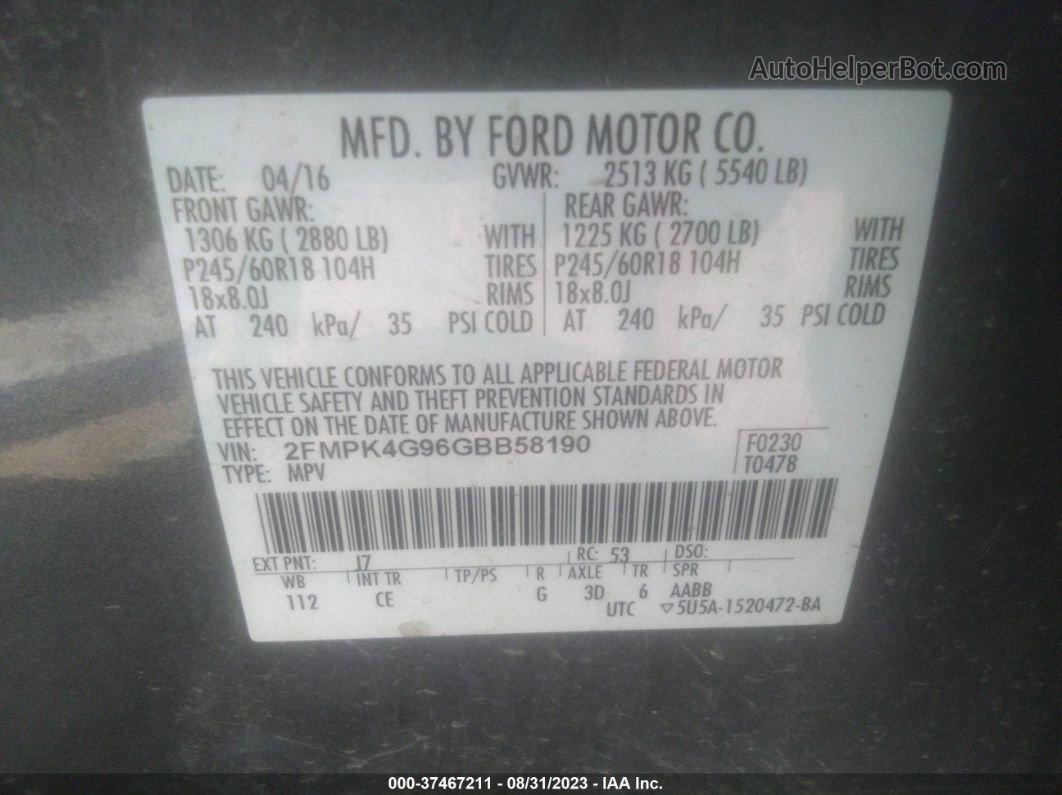 2016 Ford Edge Se Gray vin: 2FMPK4G96GBB58190
