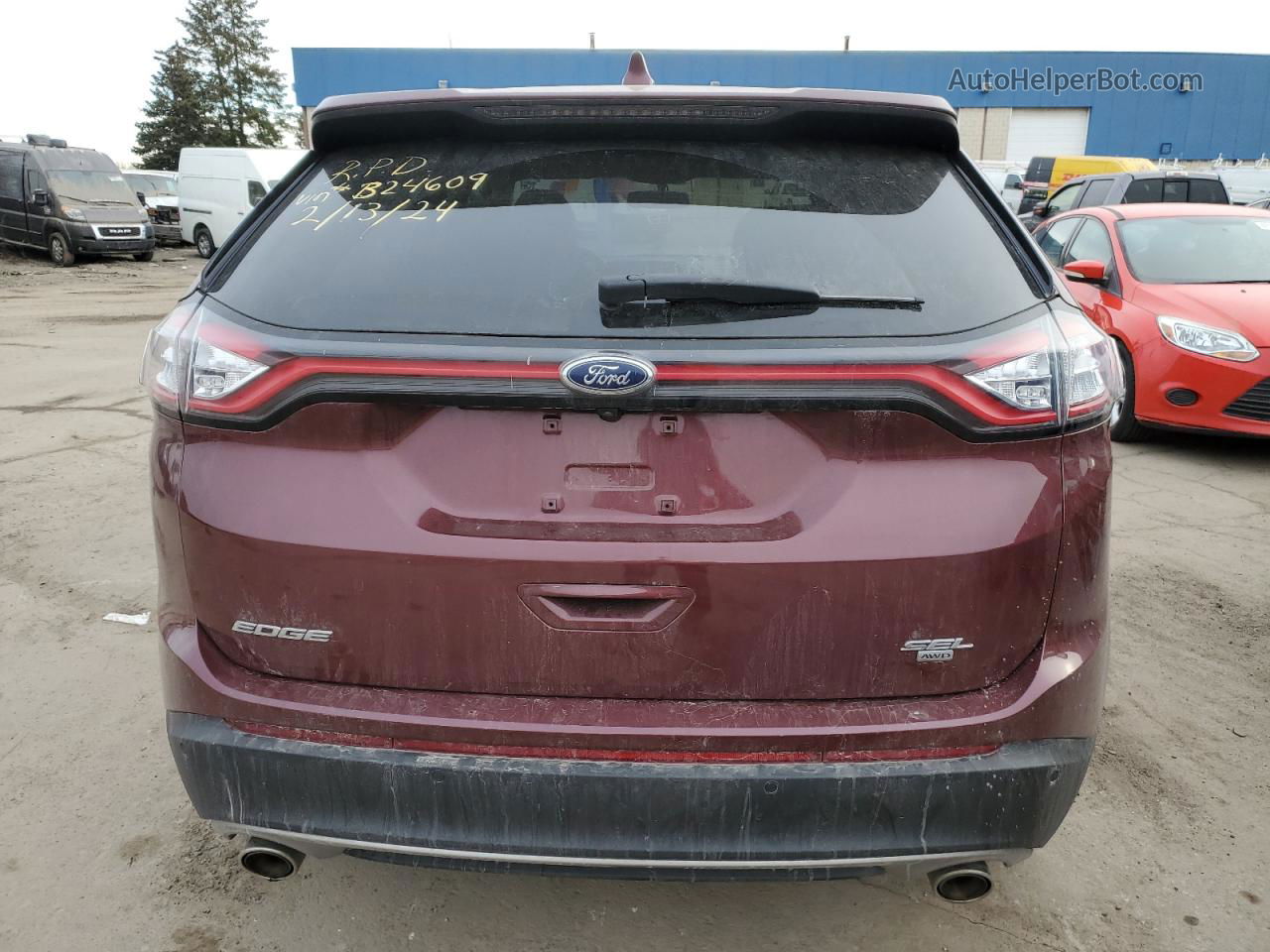 2018 Ford Edge Sel Burgundy vin: 2FMPK4J82JBB24609