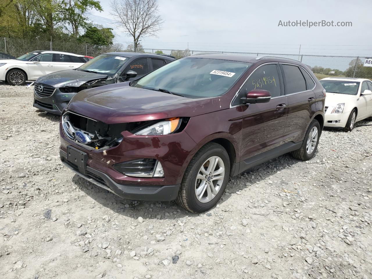 2019 Ford Edge Sel Темно-бордовый vin: 2FMPK4J92KBC67165