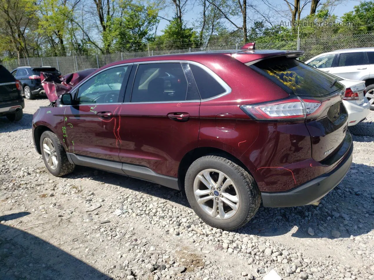 2017 Ford Edge Sel Maroon vin: 2FMPK4J93HBB09961