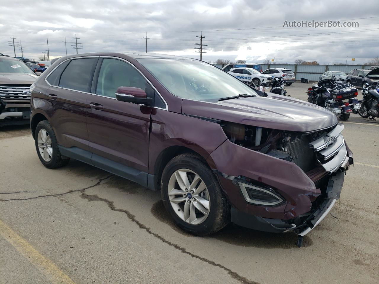 2017 Ford Edge Sel Burgundy vin: 2FMPK4J94HBB11539