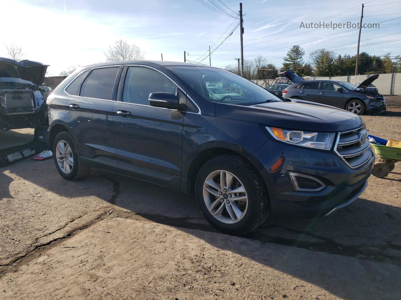 2017 Ford Edge Sel Синий vin: 2FMPK4J97HBB71217