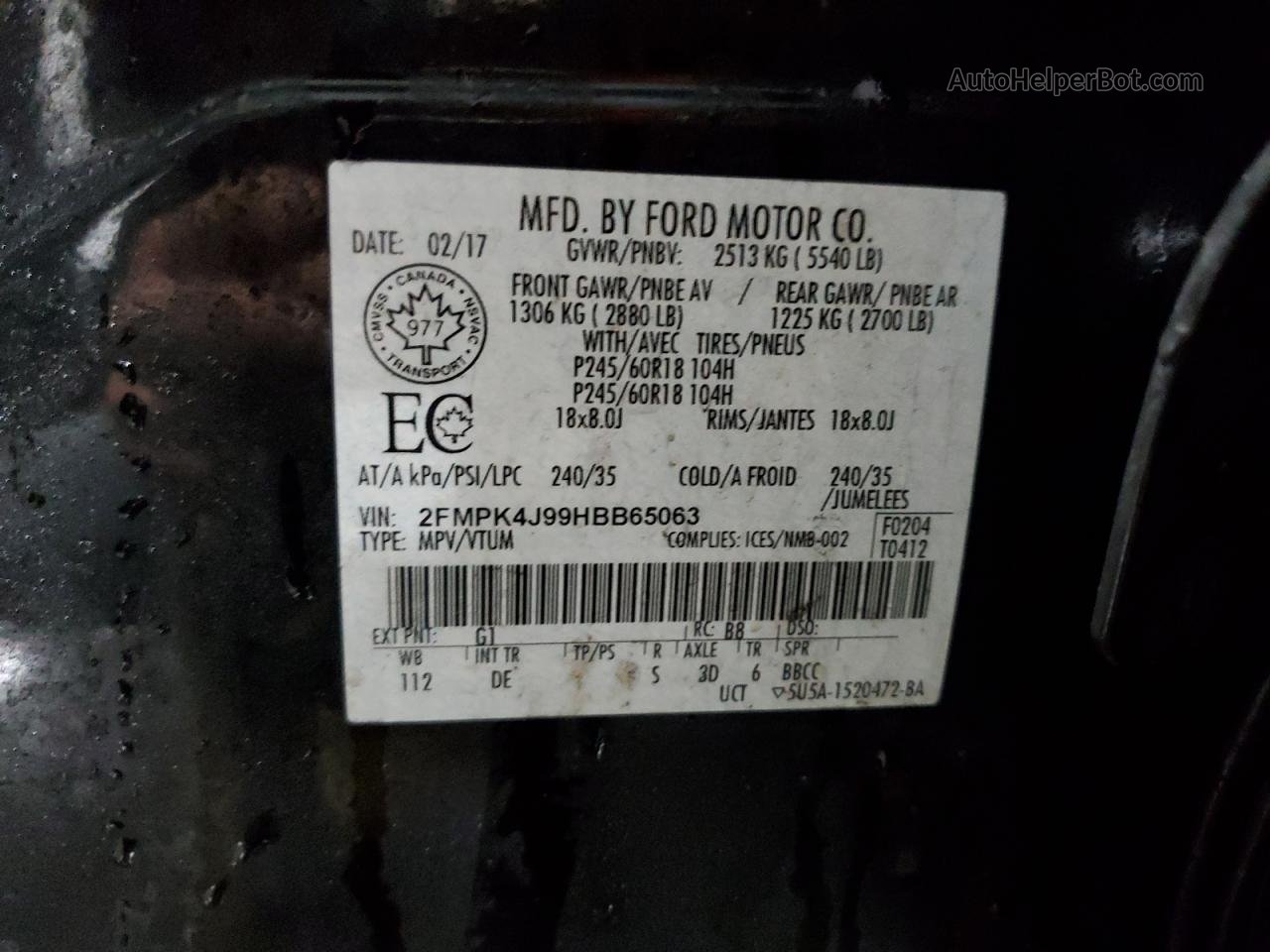 2017 Ford Edge Sel Черный vin: 2FMPK4J99HBB65063