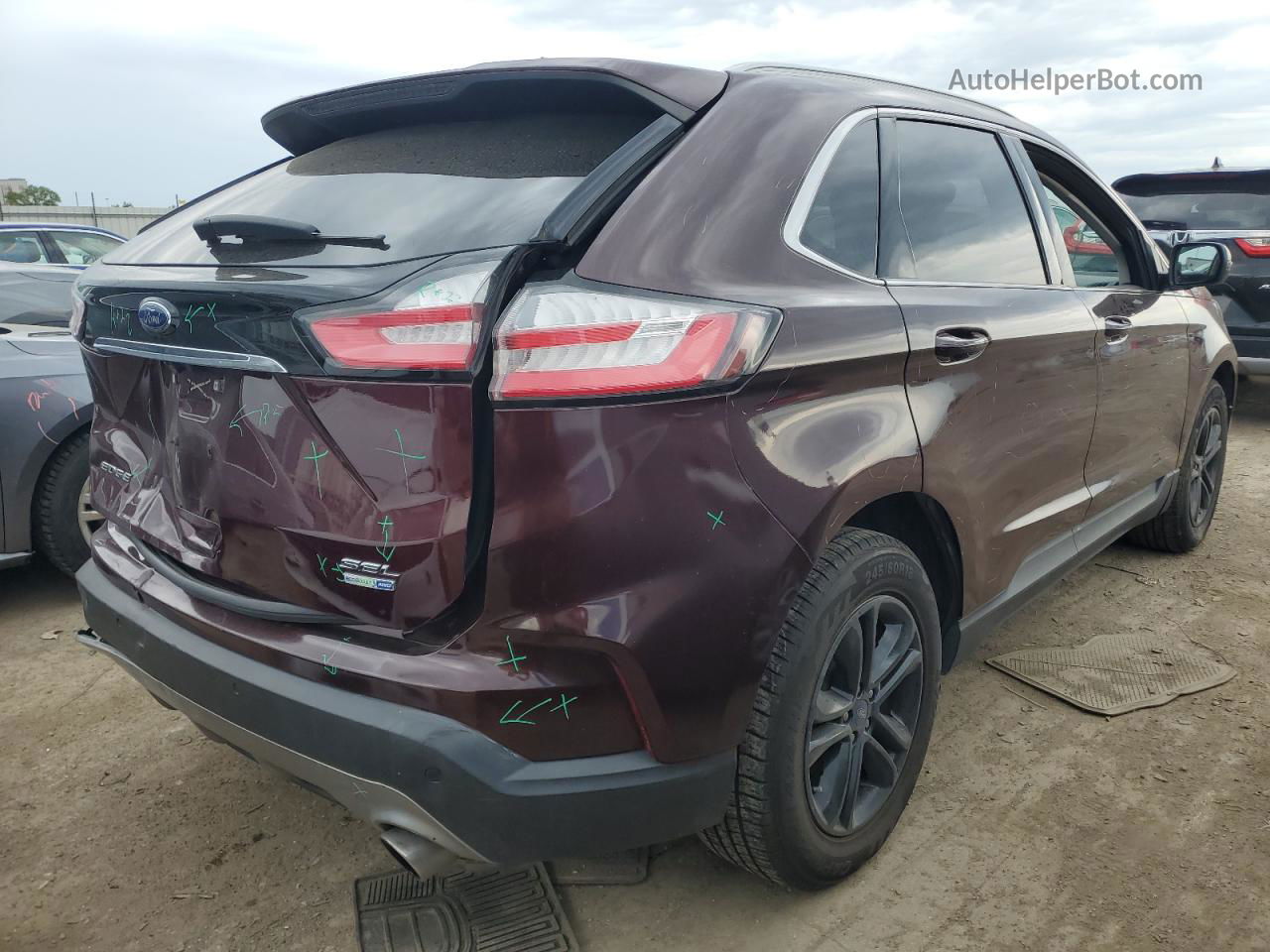 2019 Ford Edge Sel Burgundy vin: 2FMPK4J9XKBB75043