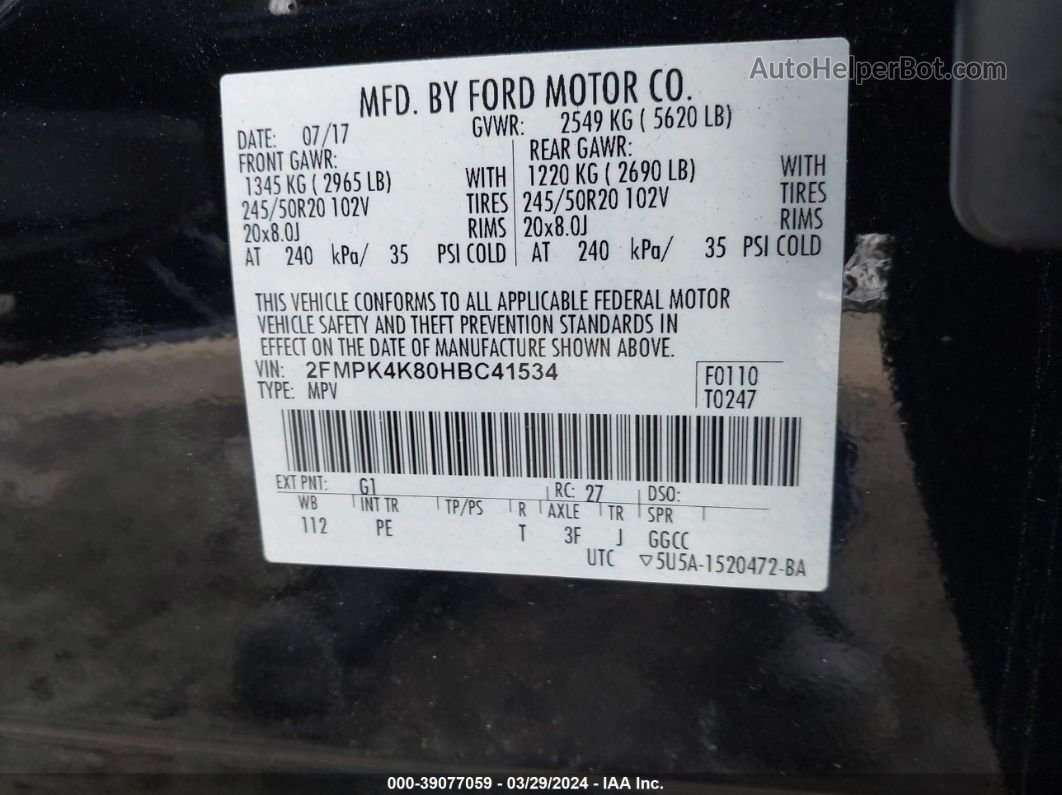 2017 Ford Edge Titanium Black vin: 2FMPK4K80HBC41534