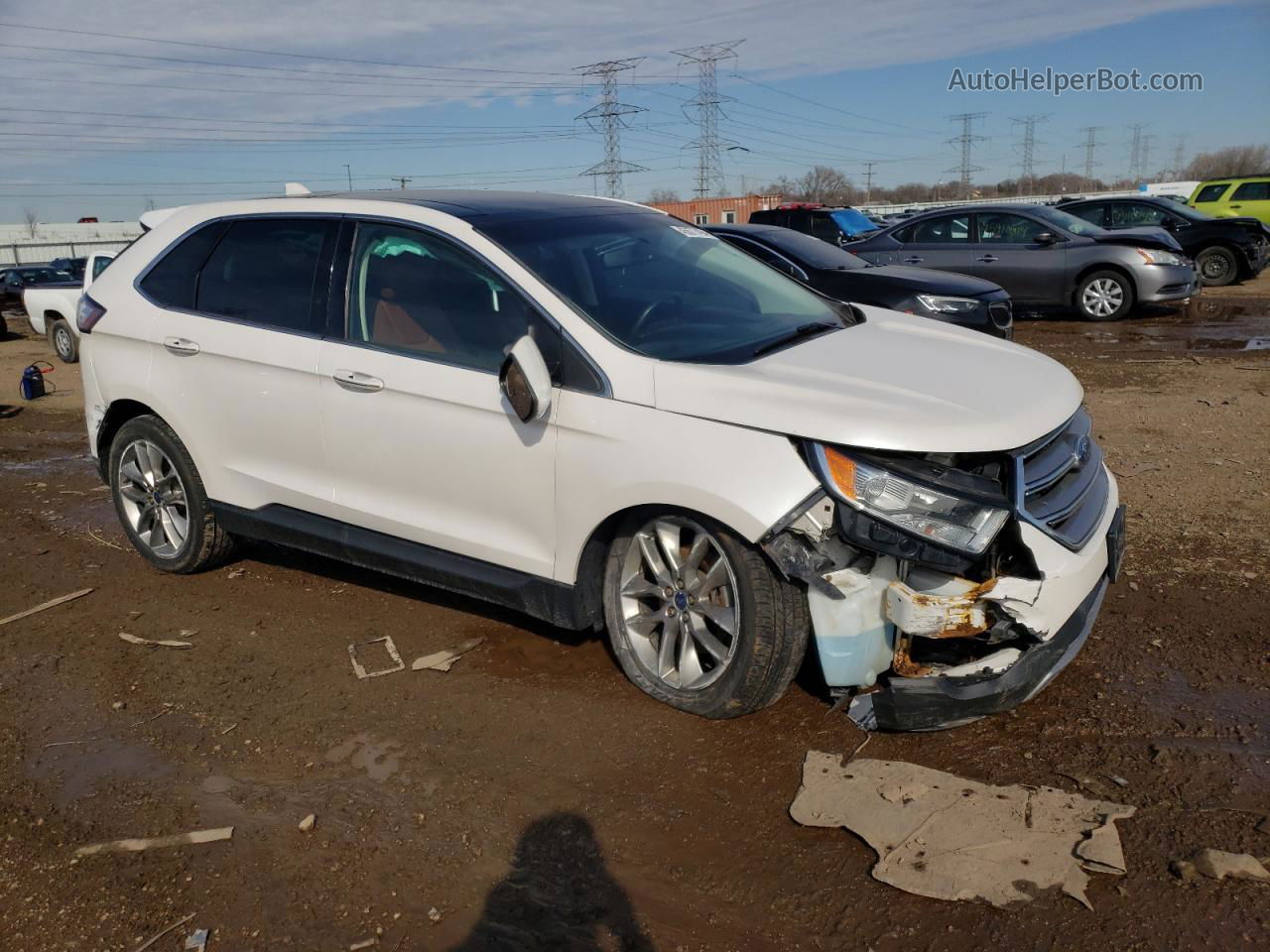 2017 Ford Edge Titanium Белый vin: 2FMPK4K8XHBB70116