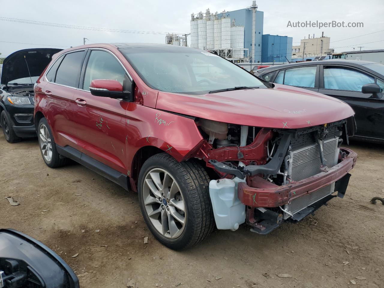 2018 Ford Edge Titanium Красный vin: 2FMPK4K8XJBB23724