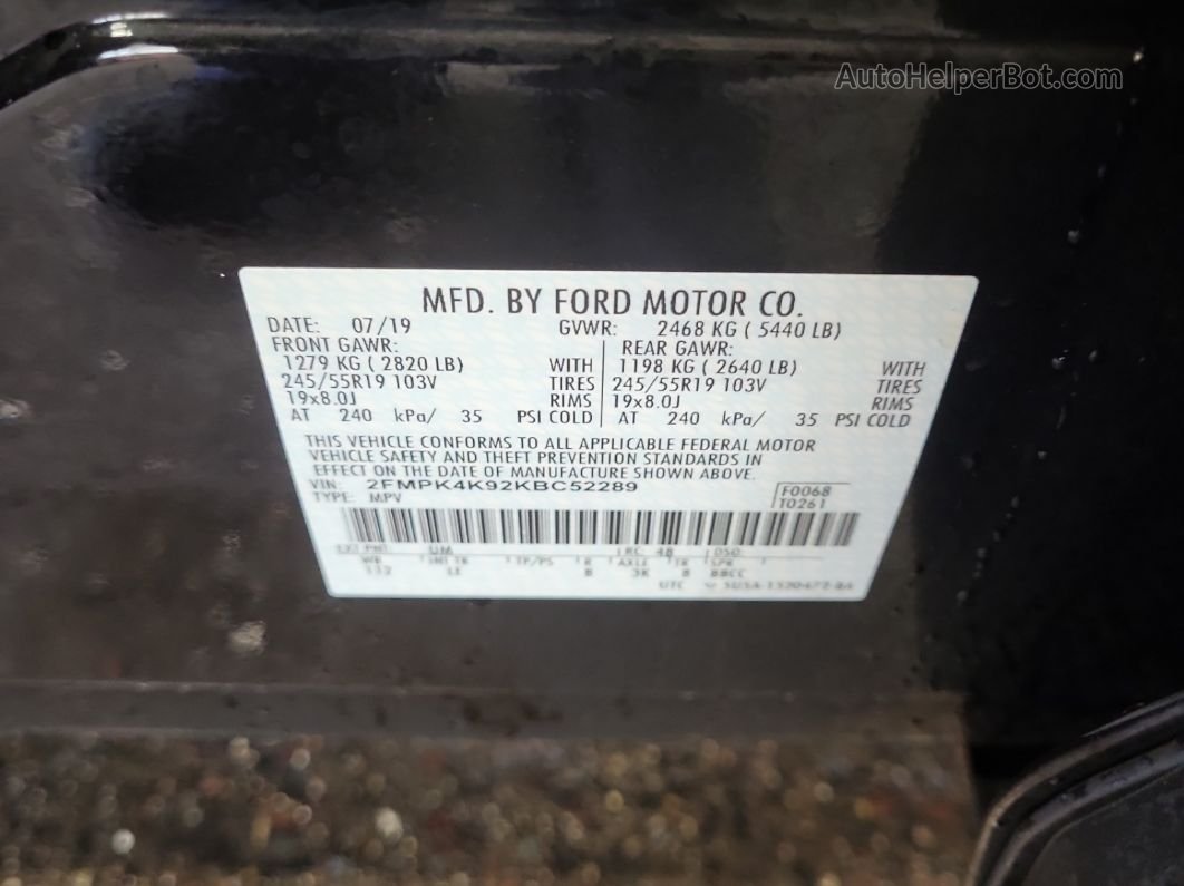 2019 Ford Edge Titanium vin: 2FMPK4K92KBC52289