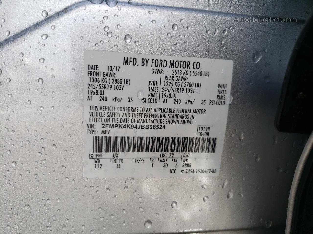 2018 Ford Edge Titanium Silver vin: 2FMPK4K94JBB06524