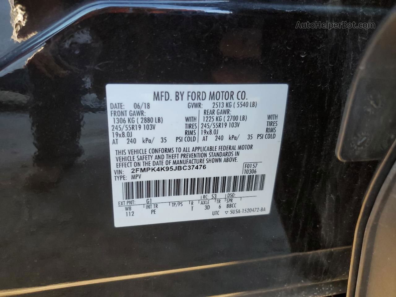 2018 Ford Edge Titanium Black vin: 2FMPK4K95JBC37476
