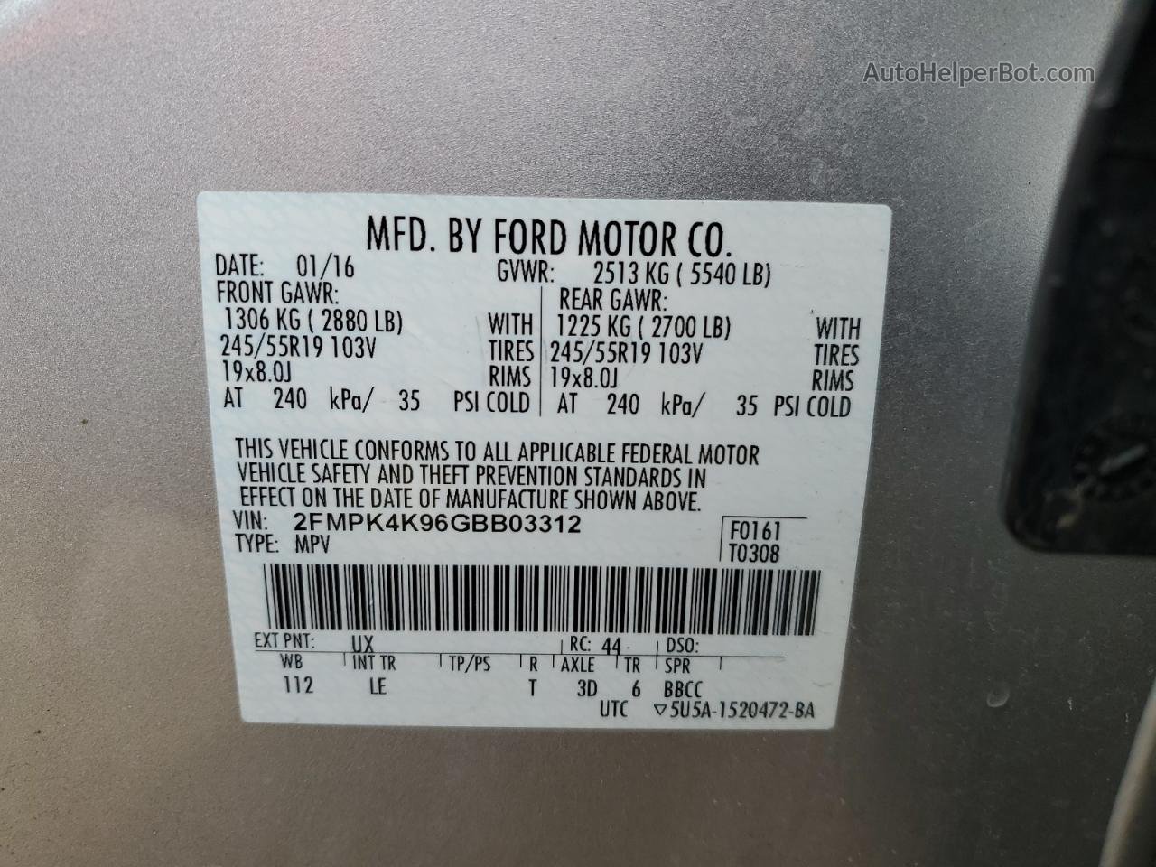 2016 Ford Edge Titanium Silver vin: 2FMPK4K96GBB03312