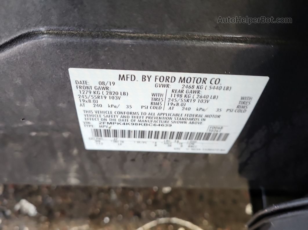 2019 Ford Edge Titanium vin: 2FMPK4K98KBC64639